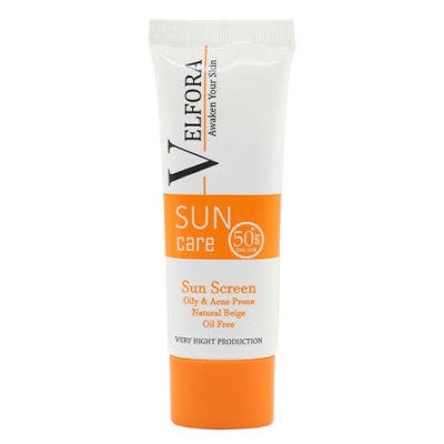 کرم ضد آفتاب SPF +50 پوست چرب و جوش دار بژ طبیعی ولفرا